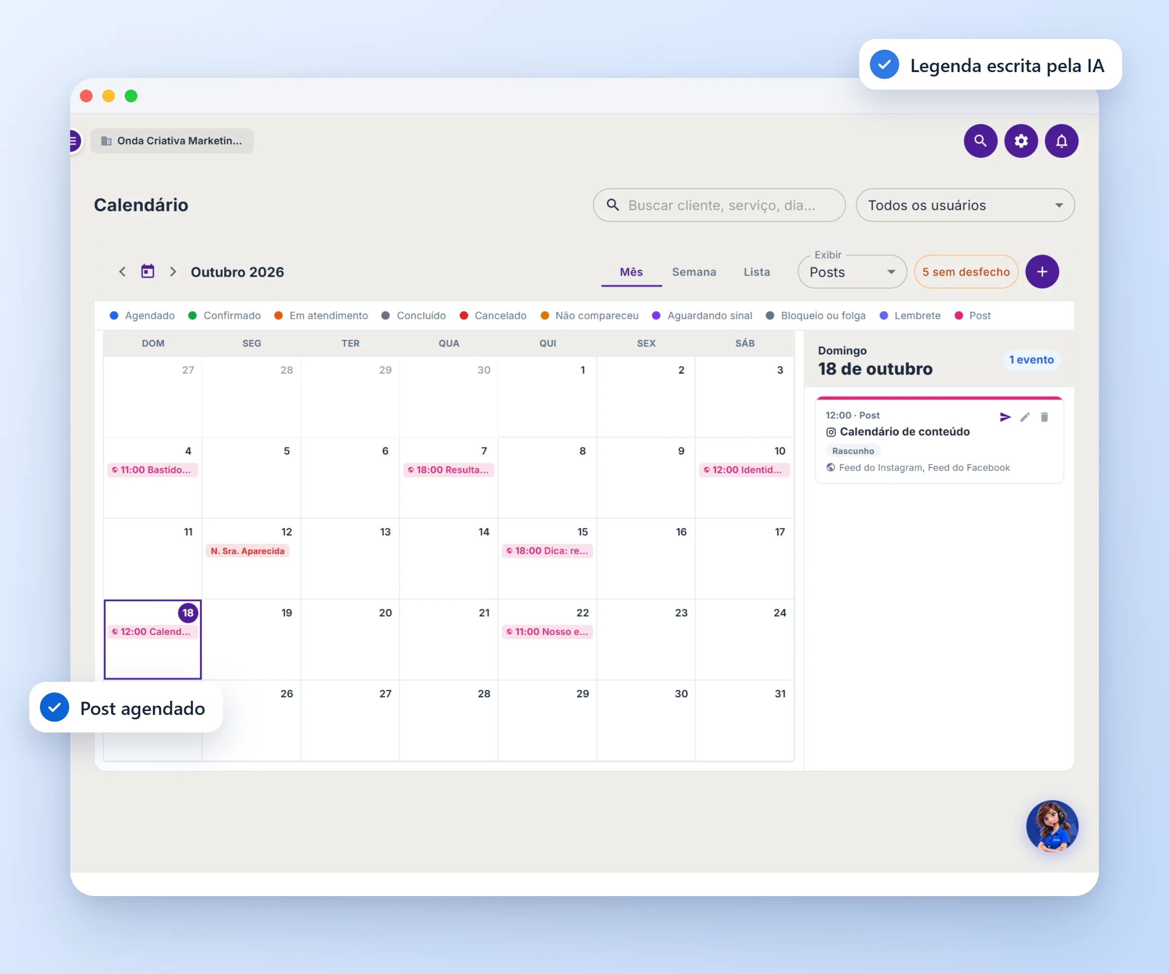 Calendário de posts com a ajuda da IA